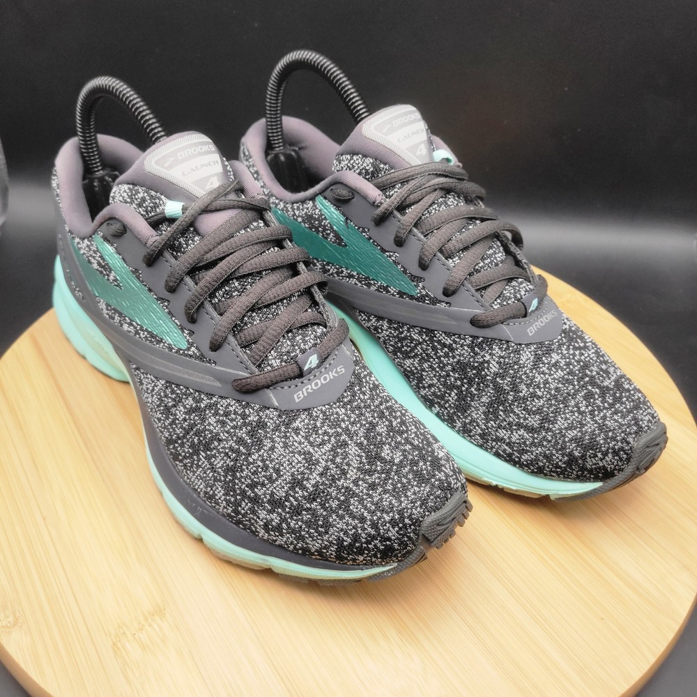 Brooks Launch 4 Womens Running Shoes Grey Teal Knit 1202341B048 Size 7.5